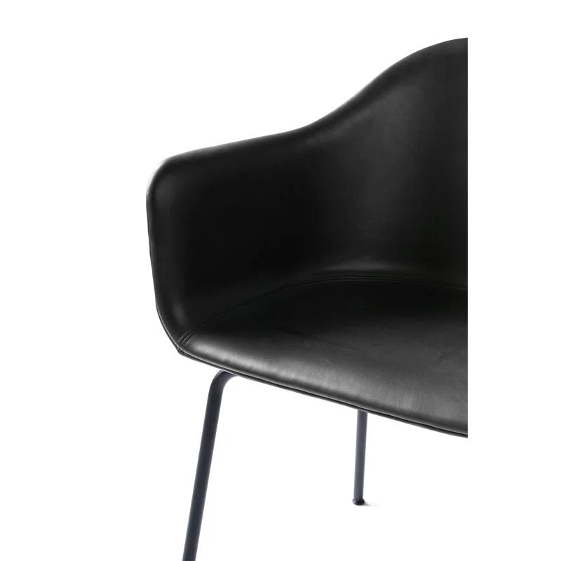 Dakar Black Genuine Leather & Metal High Back Arm Chair