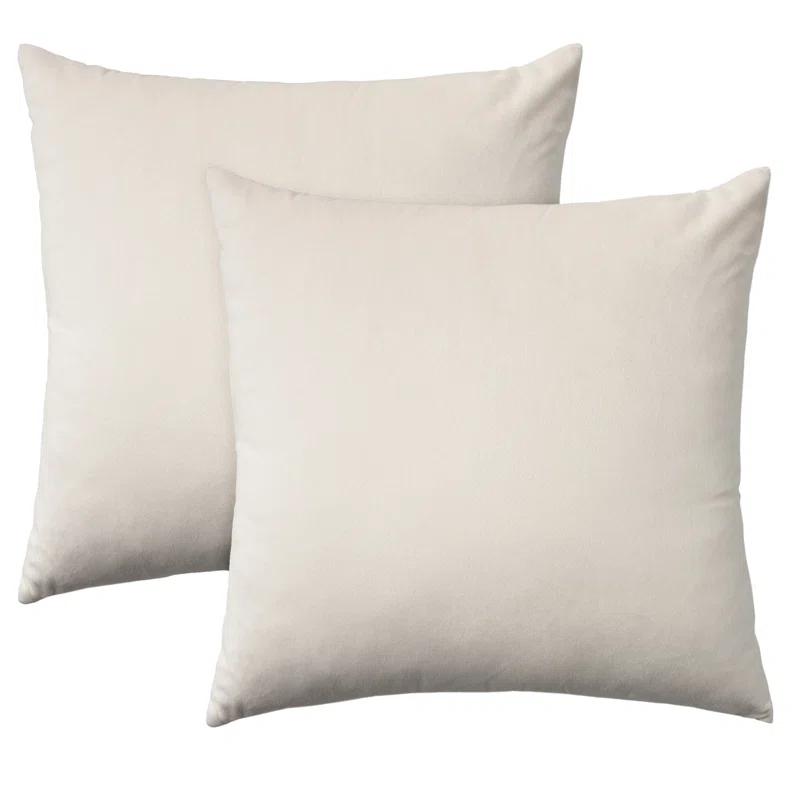 Ivory Embroidered 18" Square Polyester Throw Pillow Set