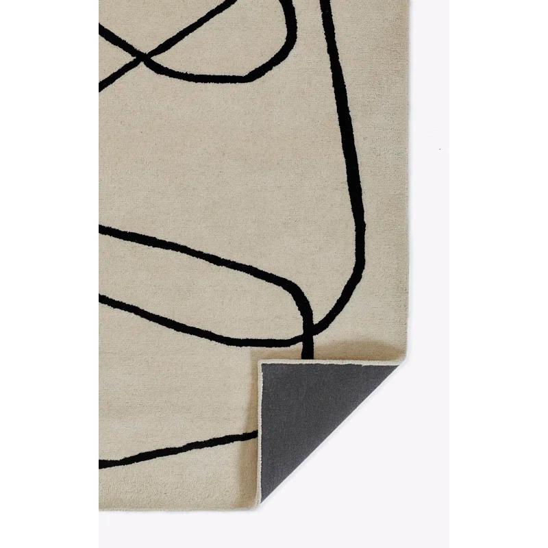 Shayla Whistler Abstract Hand-Tufted Wool Rug - White/Black, 5' x 8'