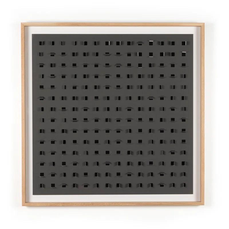 Abstract Black and White Oak Framed Canvas Print
