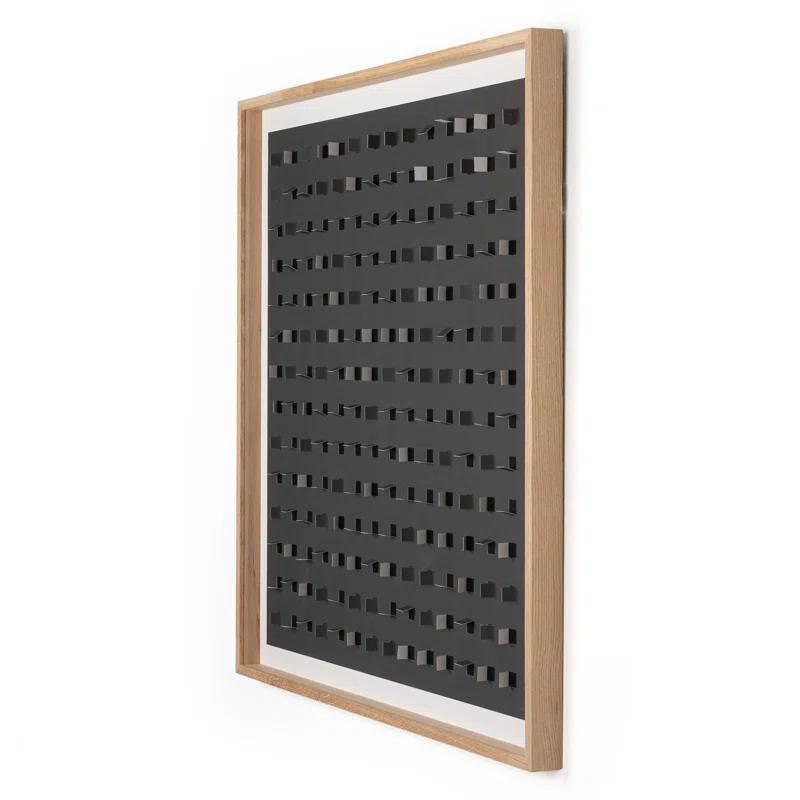 Abstract Black and White Oak Framed Canvas Print