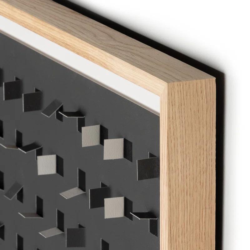 Abstract Black and White Oak Framed Canvas Print