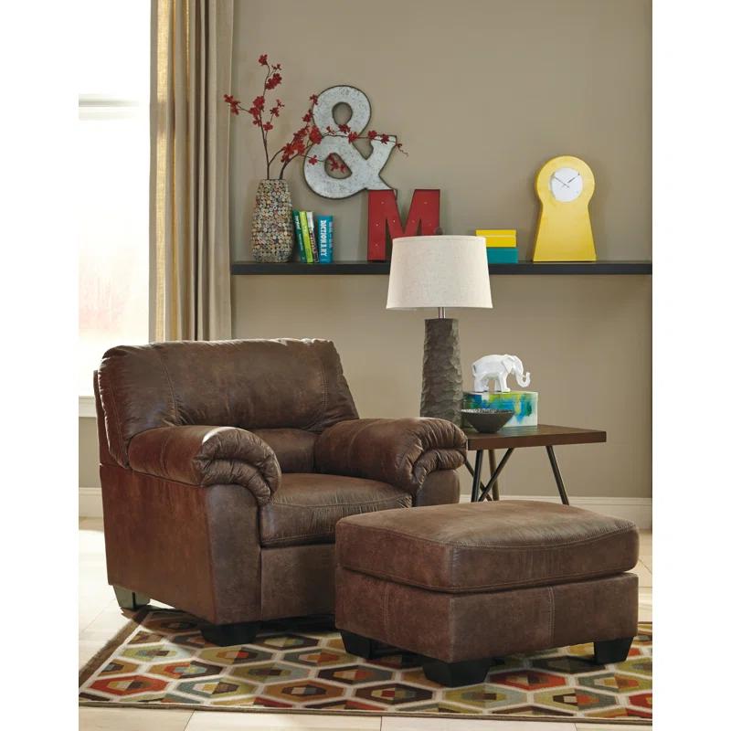 Traditional Bladen Oversized Faux Leather Armchair in Coffee