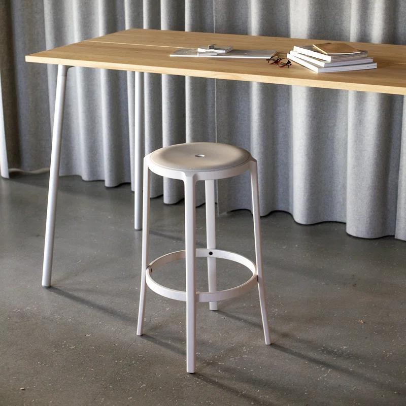 White Acrylic and Metal Laboratory Bar Stool 24.75''