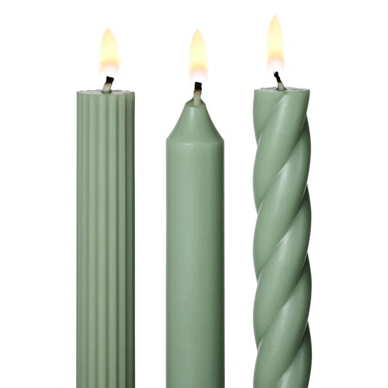 Sage Green Hinoki Essence Soy Taper Candle Set, 7.65 oz