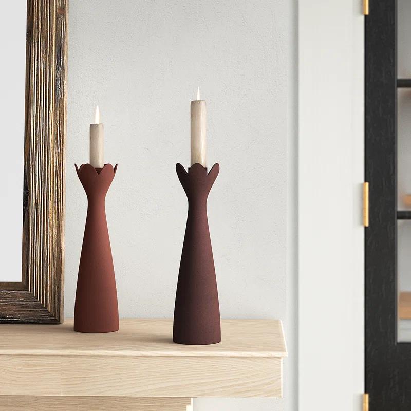 2 Piece Aluminum Tabletop Candlestick Set
