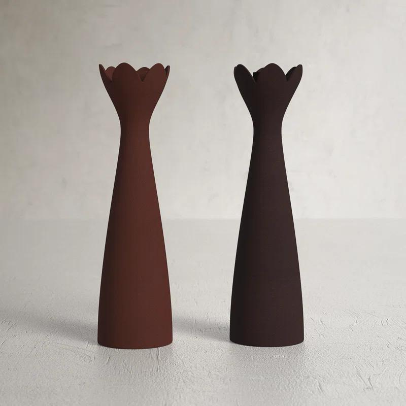 2 Piece Aluminum Tabletop Candlestick Set