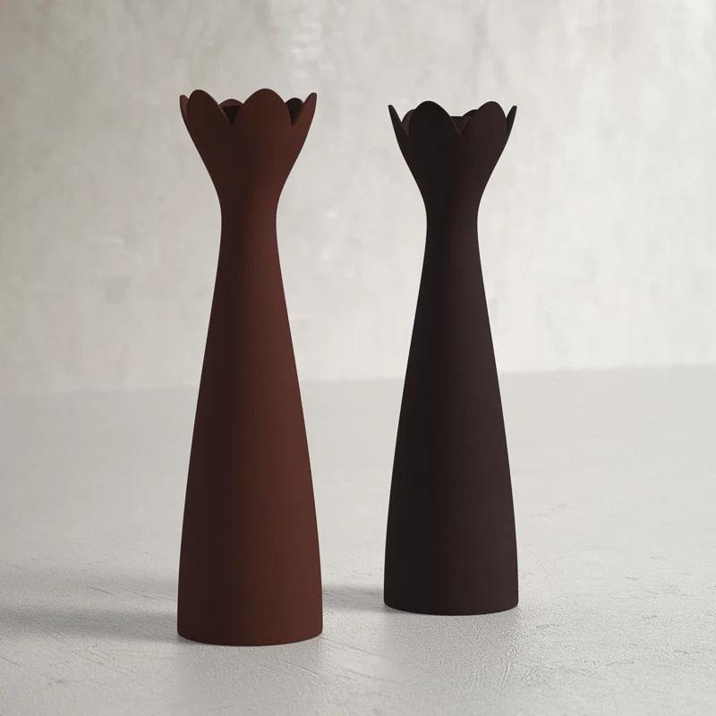 2 Piece Aluminum Tabletop Candlestick Set