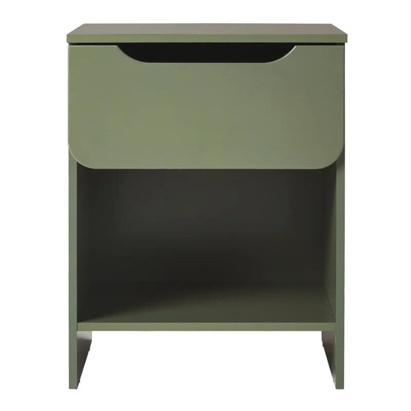 Scandi Minimalist Green 1-Drawer Nightstand