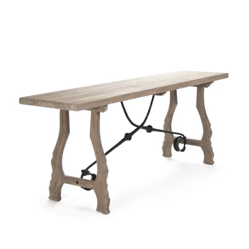 Zurich 88.5'' Dry Natural Elm and Black Metal Console Table