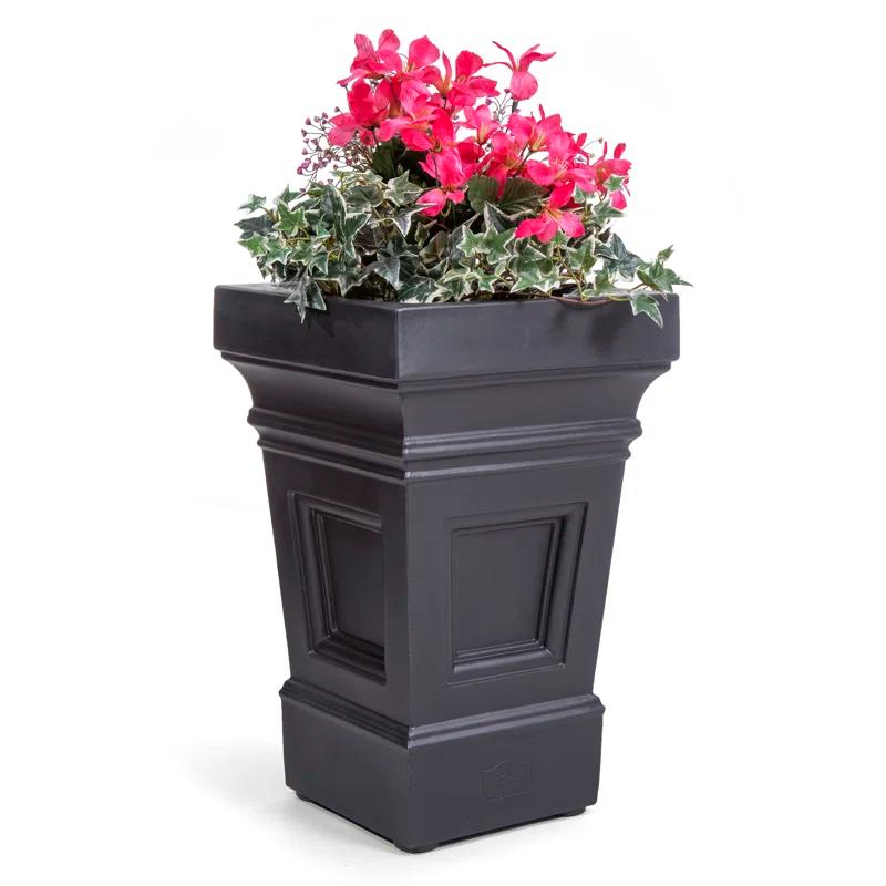 Atherton Onyx Black Self-Watering Square Planter Box, 2-Pack