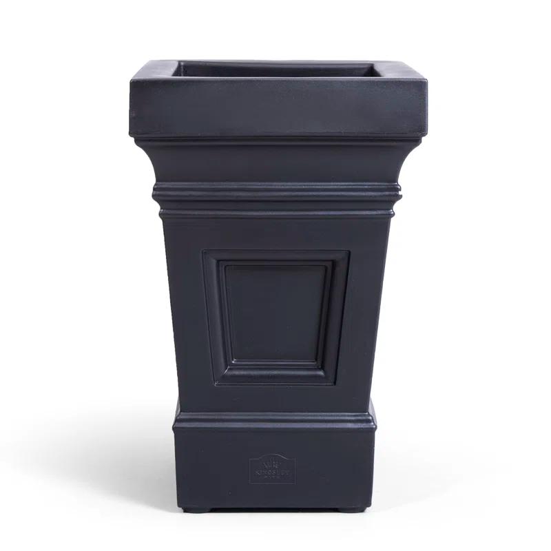 Atherton Onyx Black Self-Watering Square Planter Box, 2-Pack