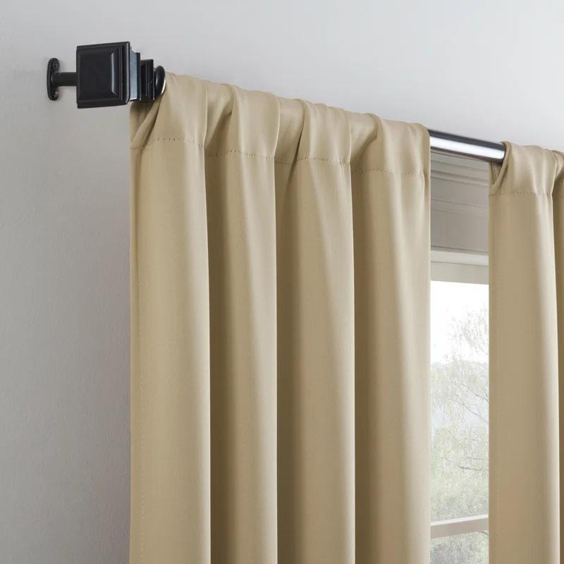 Wheat Blackout Rod Pocket Polyester Window Drapes, 37" x 63"