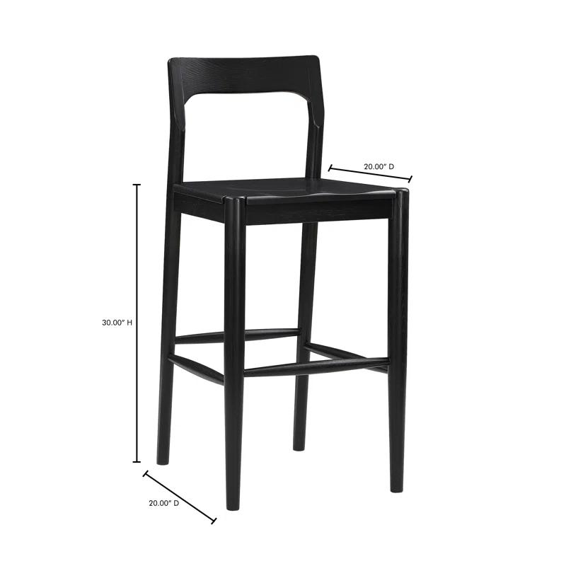 Adjustable Black Oak Bar Stool with Semi-Gloss Finish