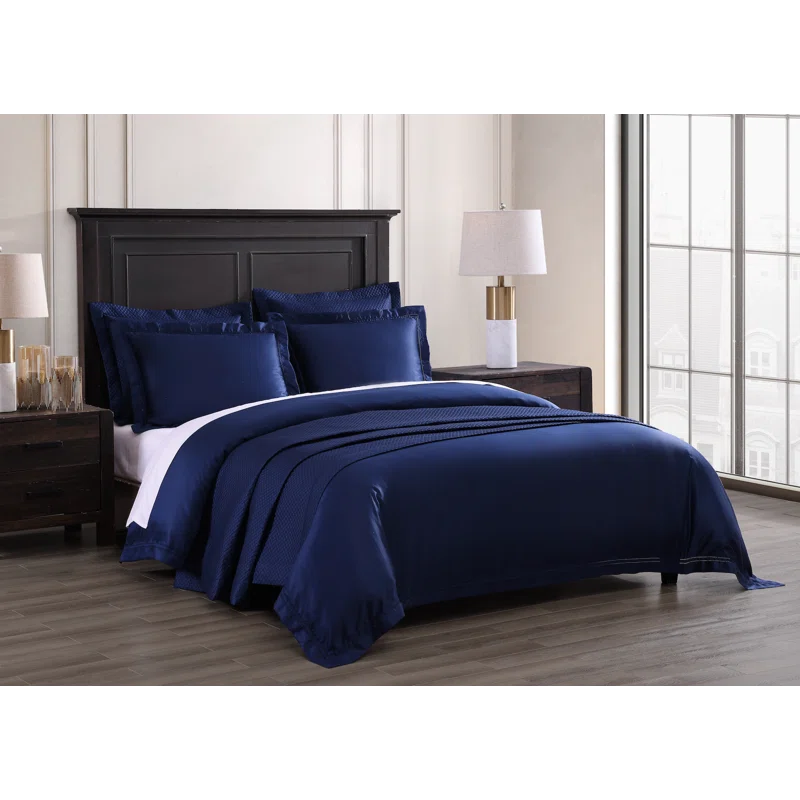 Midnight Blue Queen Egyptian Cotton Duvet Cover Set