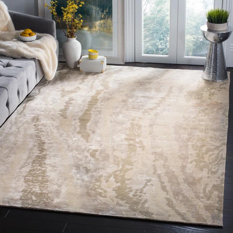 Ivory Hand-knotted Wool and Silk 10' x 14' Area Rug