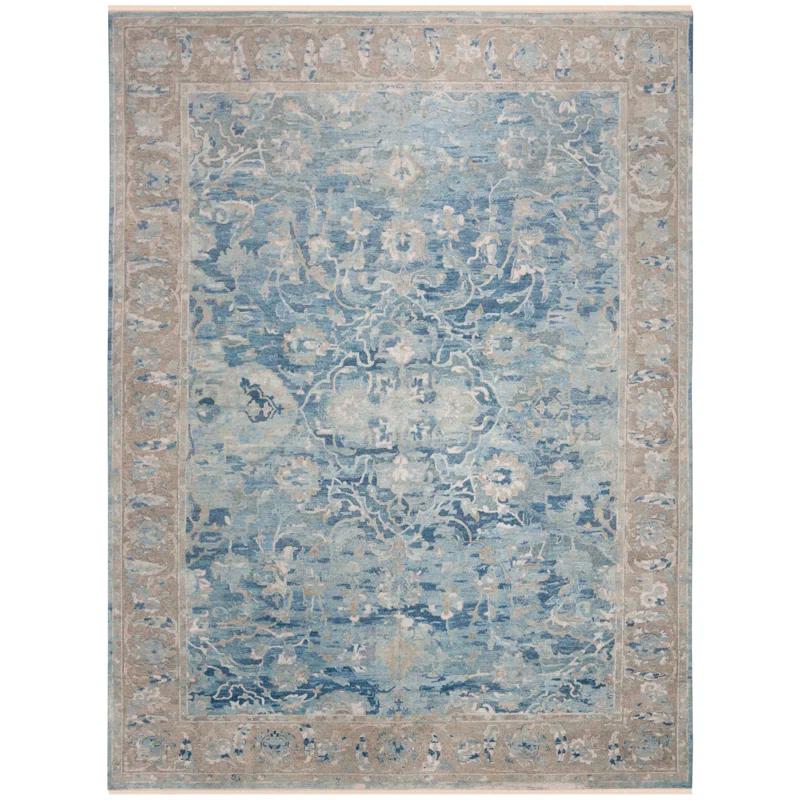 Sultanabad Heritage Blue Wool 8' x 10' Hand-Knotted Rug