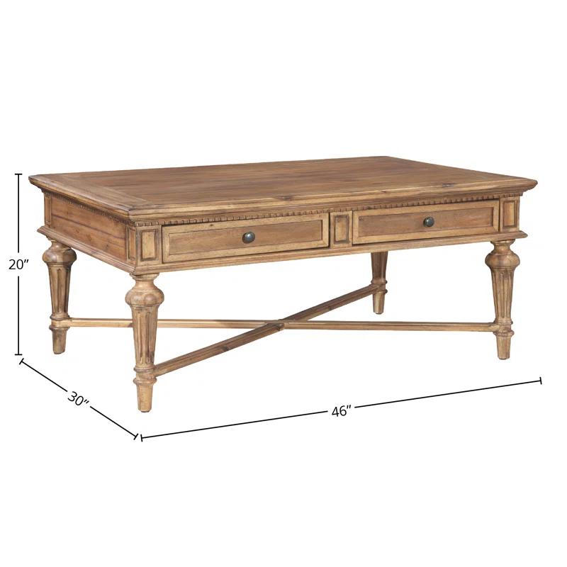 Beige Traditional Rectangular Coffee Table with Storage