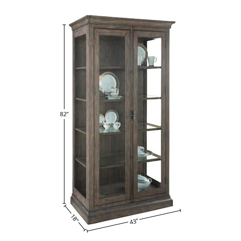 Laney Traditional Lighted Gray-Brown Curio Cabinet