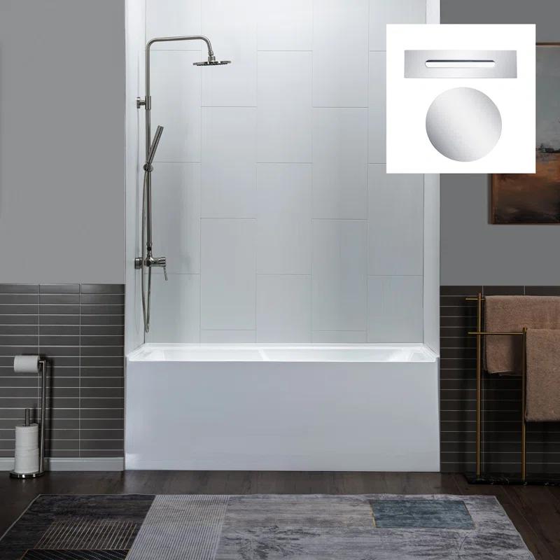 Flint 60'' x 30'' Alcove / Tile In Soaking Acrylic Bathtub