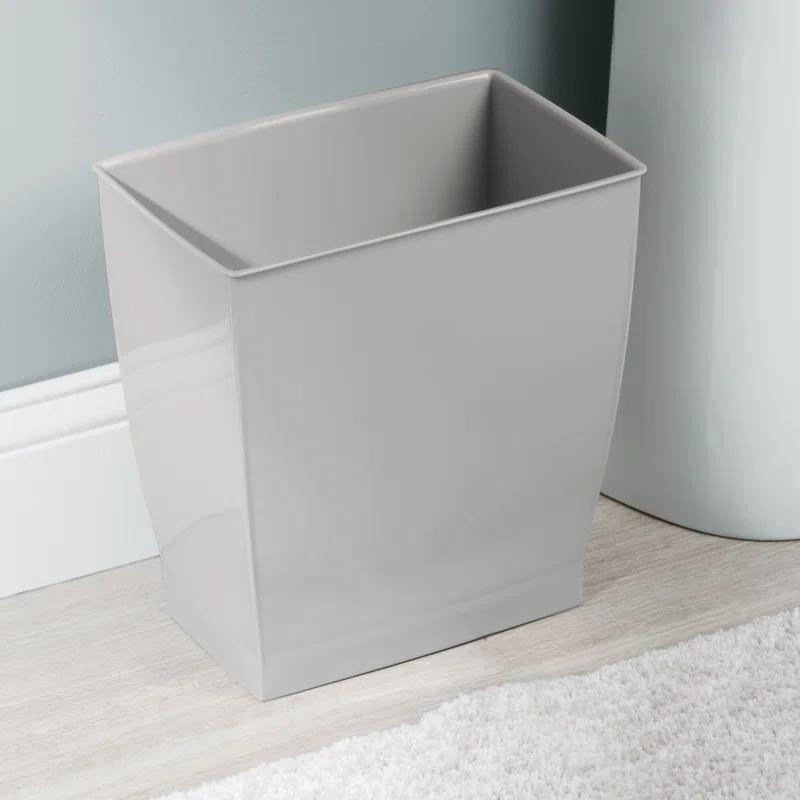 iDesign Mono Compact Gray Plastic Rectangular Wastebasket