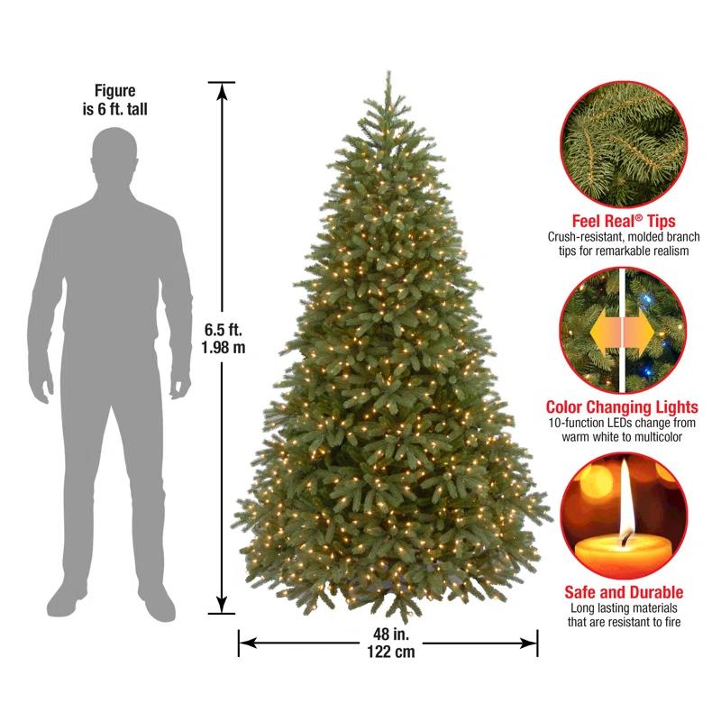 6.5' Prelit LED Medium Jersey Fraser Fir Artificial Christmas Tree Dual Color Lights - National Tree Company
