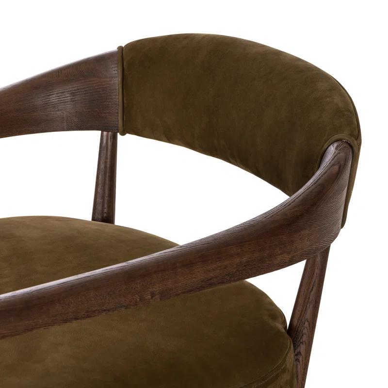 Cottswald Moss Nubuck Terra Brown Ash Wood Leather Chair