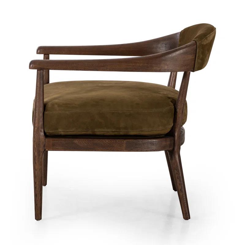 Cottswald Moss Nubuck Terra Brown Ash Wood Leather Chair