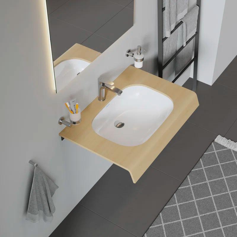 Elegant D-Code White Ceramic Oval Undermount Bathroom Sink