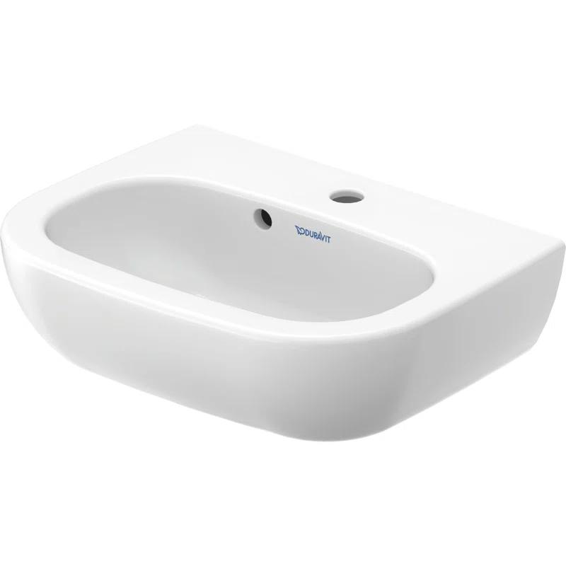 White Ceramic Wall-Mount Bathroom Sink with Overflow