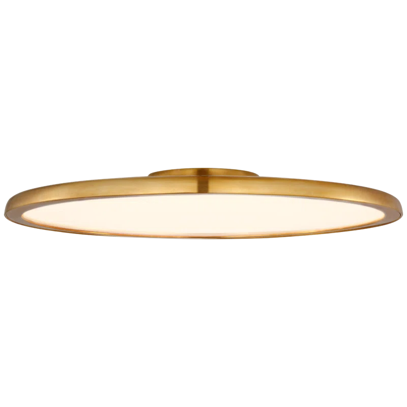 Natural Brass and Aluminum Round LED Flush Mount Light