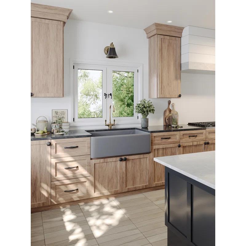 Grove 33" L X 18" W Rectangular Single Bowl Fireclay Farmhouse Kitchen Sink with Grid and Strainer