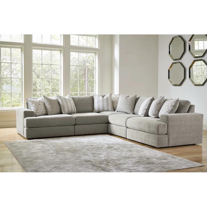 Avaliyah 5-Piece Gray Upholstered Modular Sectional