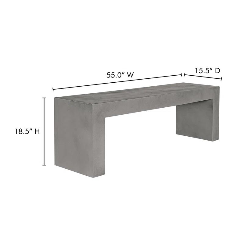 Brinlie Modern 55'' Grey Fiber-Reinforced Cement Outdoor Bench