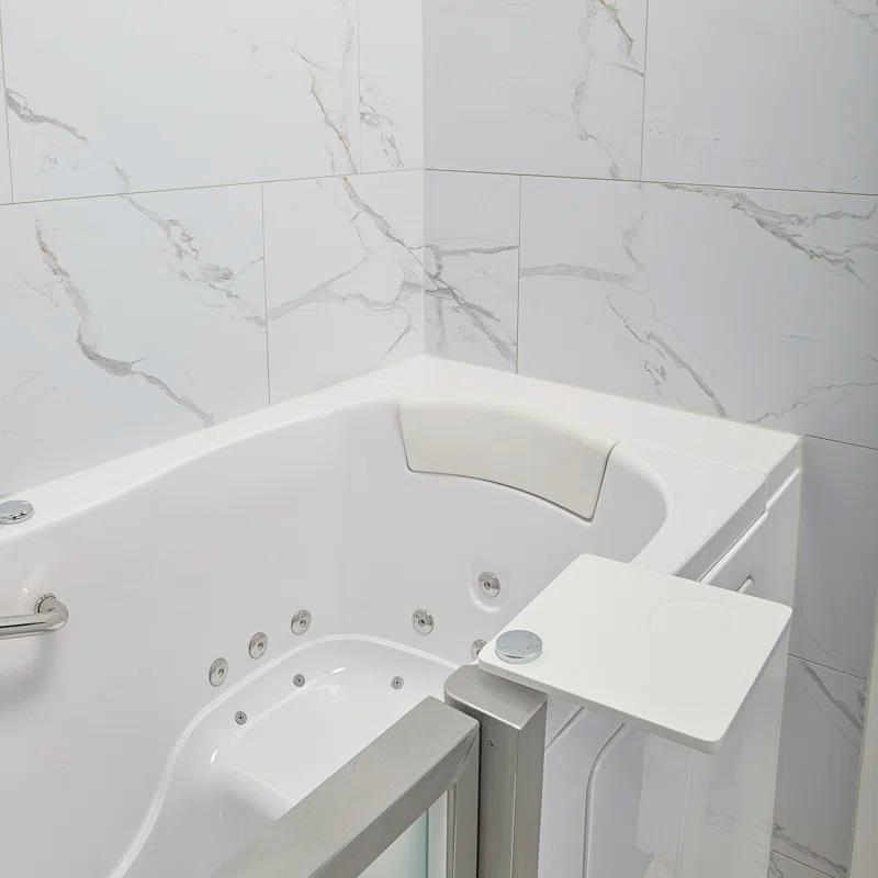 Royal 32"x52" Acrylic Air and Hydro Massage Walk-In Bathtub, FastFill Faucet, Carrara Wall Surround