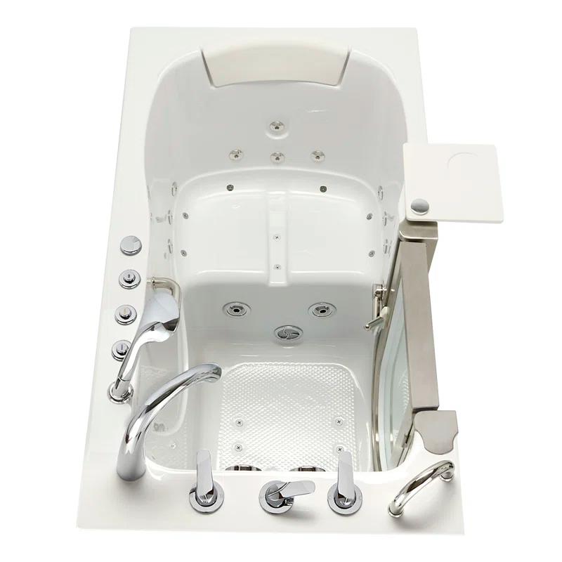 Royal 32"x52" Acrylic Air and Hydro Massage Walk-In Bathtub, FastFill Faucet, Carrara Wall Surround