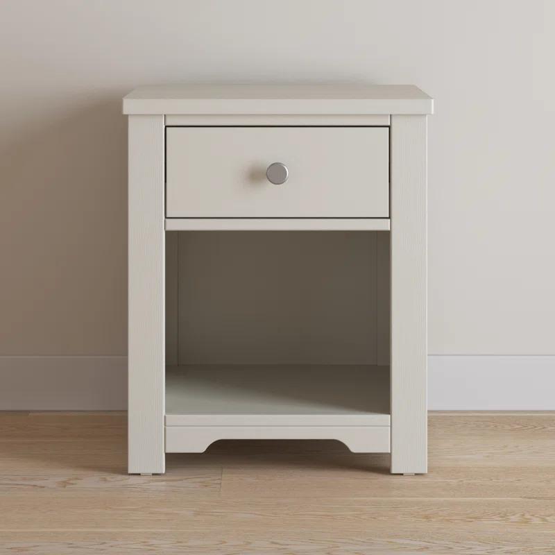 Harmony Brushed Cotton 1-Drawer Nightstand with Open Shelf