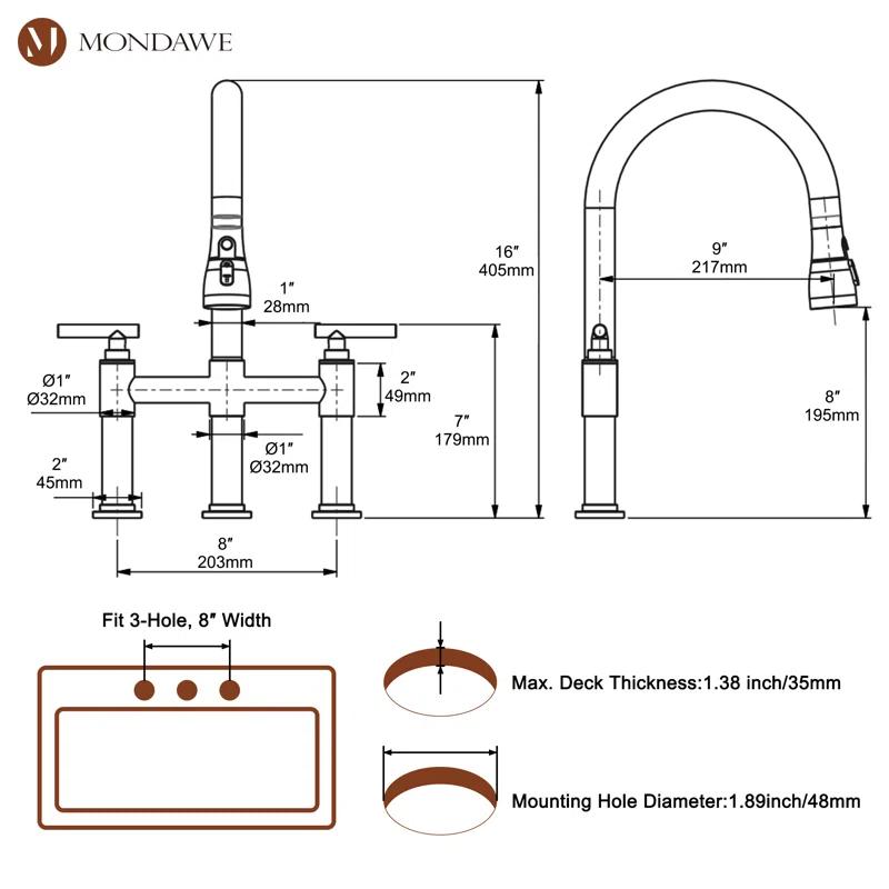 Mondawe Pull Down Kitchen Faucet