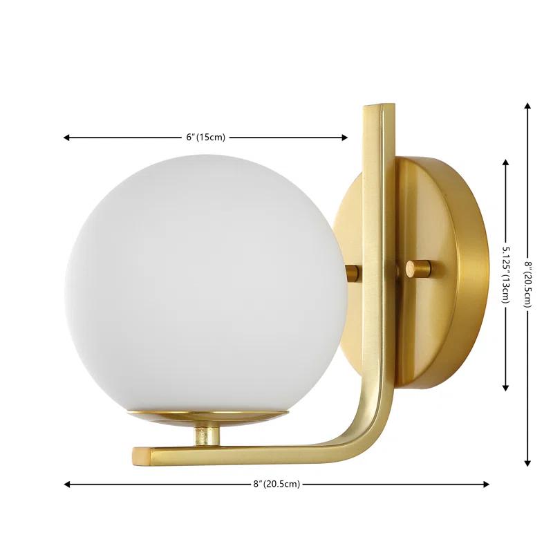 Liraz 8" Brass and Frosted Glass Wall Sconce Set