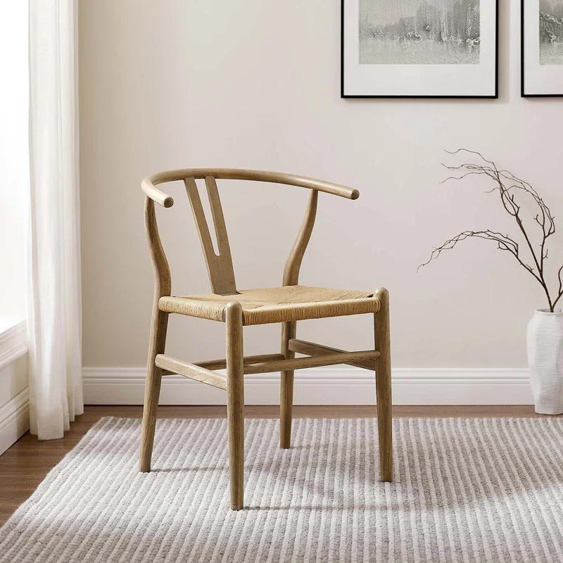 Scandinavian Wishbone Side Chair in Weathered Gray with Paper Rope Seat