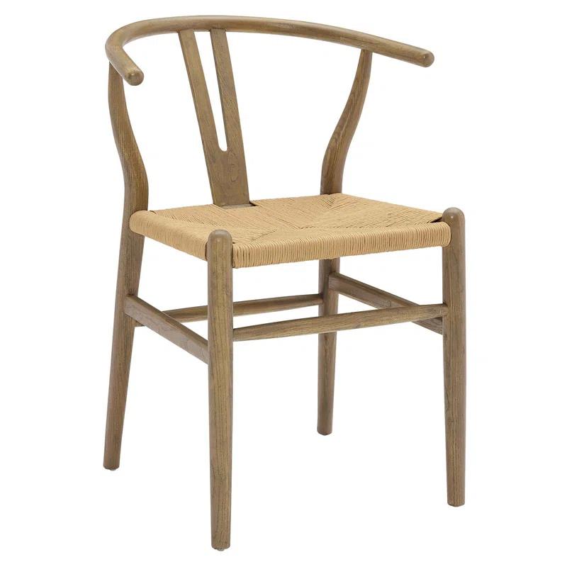 Scandinavian Wishbone Side Chair in Weathered Gray with Paper Rope Seat