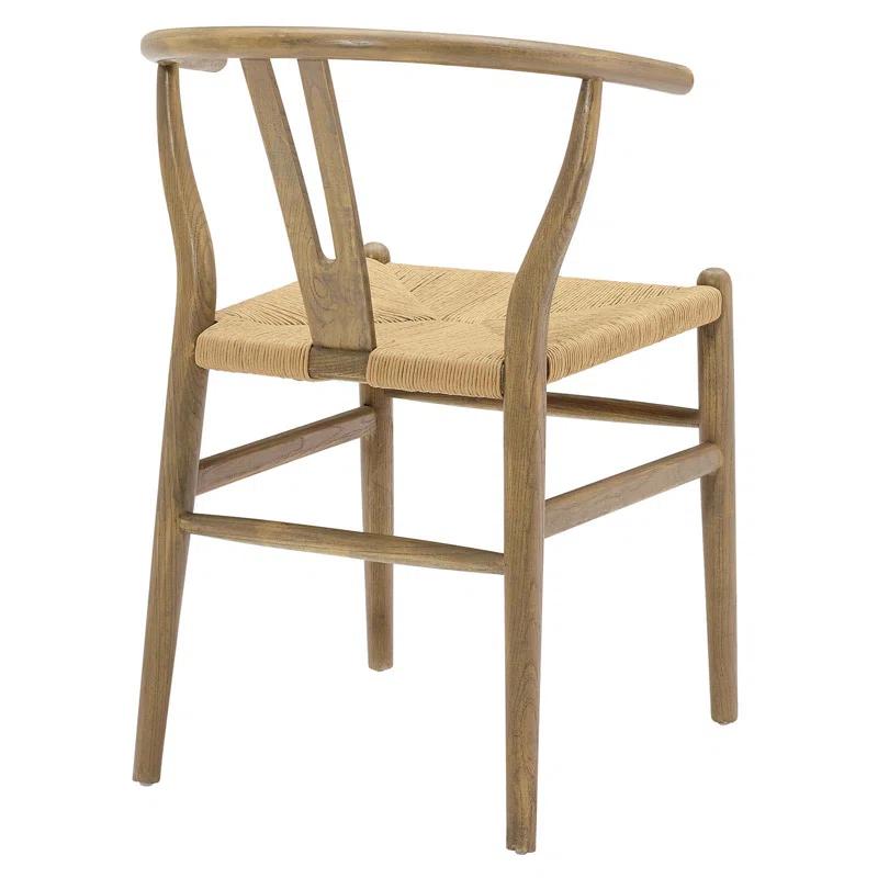 Scandinavian Wishbone Side Chair in Weathered Gray with Paper Rope Seat