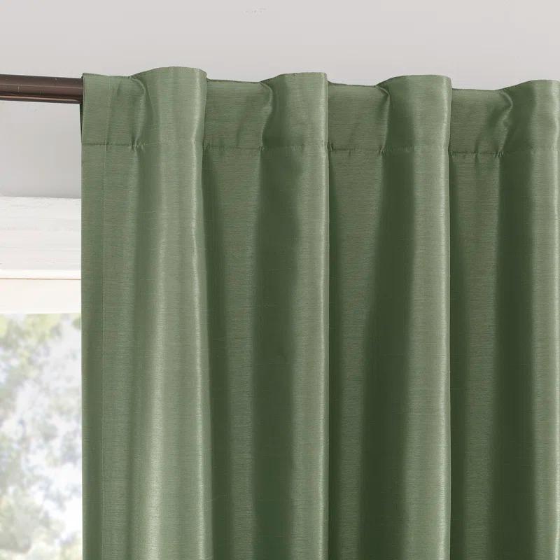Faux Dupioni Silk Thermal Extreme 100% Blackout Back Tab Curtain Panel