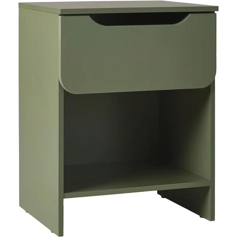 Scandi Minimalist Green 1-Drawer Nightstand