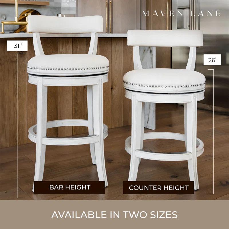 White Oak Swivel Counter Stool with Upholstered Seat