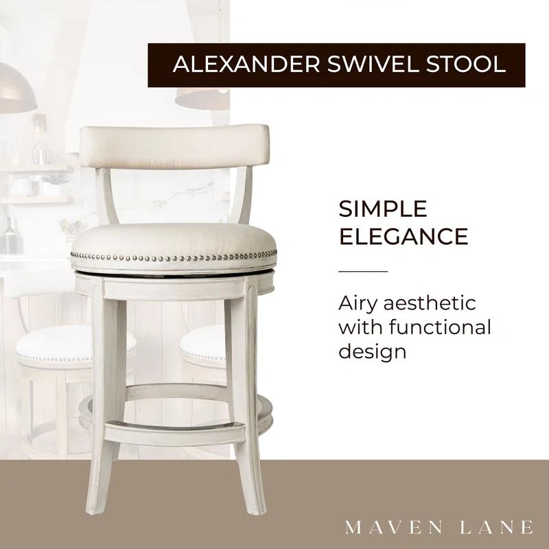 White Oak Swivel Counter Stool with Upholstered Seat