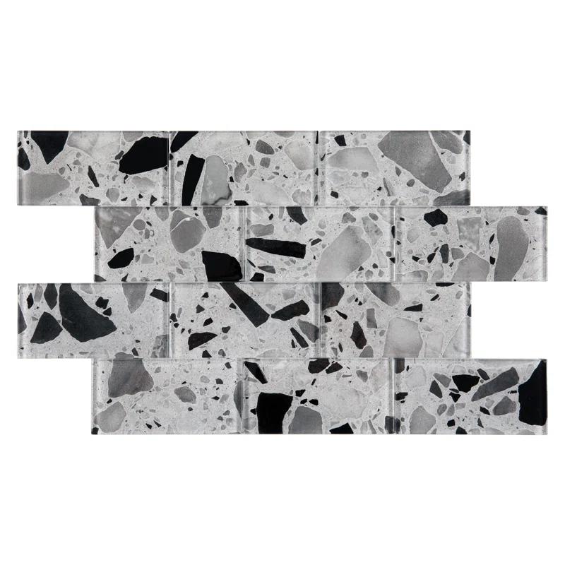 Glass Terrazzo 3'' W x 6'' L Glass Subway Singular Tile