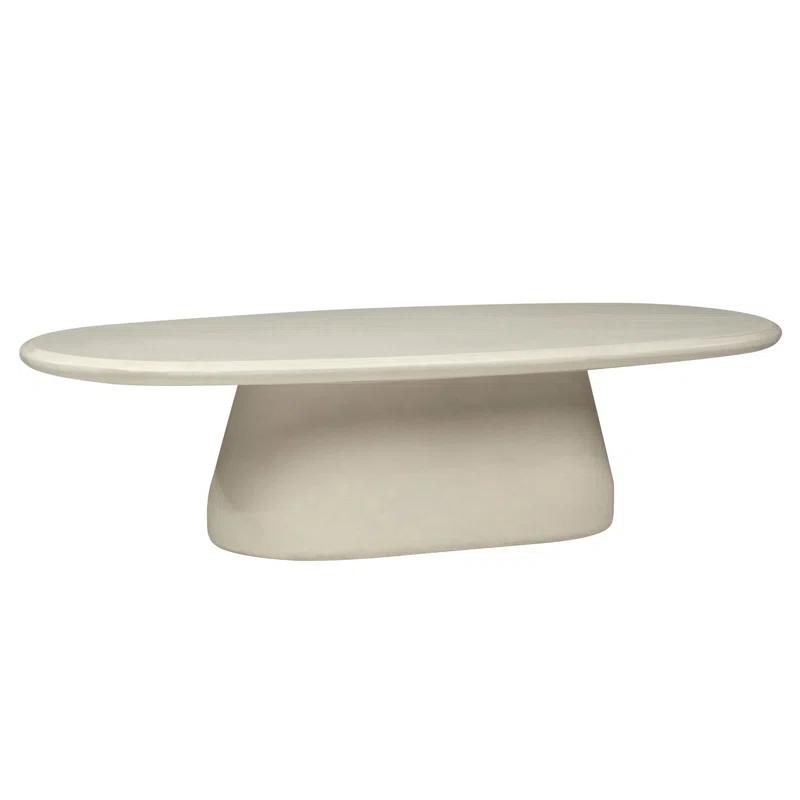 Avry 55'' White Stone Oval Outdoor Coffee Table