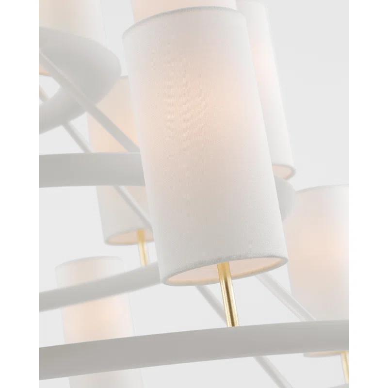 Trevi Matte White and Gild 20-Light Chandelier with Linen Shades