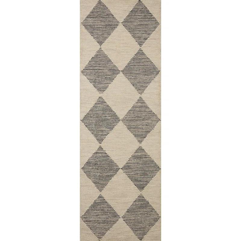 Handmade Tufted Beige & Charcoal Wool Diamond Area Rug 11'6" x 15'